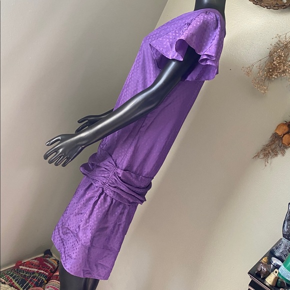 Vintage Purple Ruffle Sleeve Dress - Picture 7 of 11